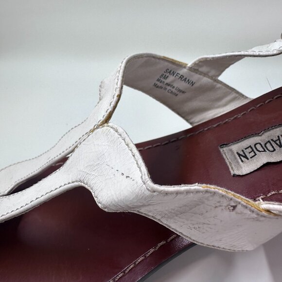 Steve Madden Sanfrann White Patent Leather Slingback Sandals - Size 8 - Picture 5 of 5